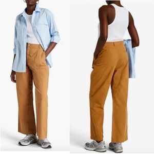 Frame Pleated Chino Pants‎ Wide Leg Camel Tan 27
